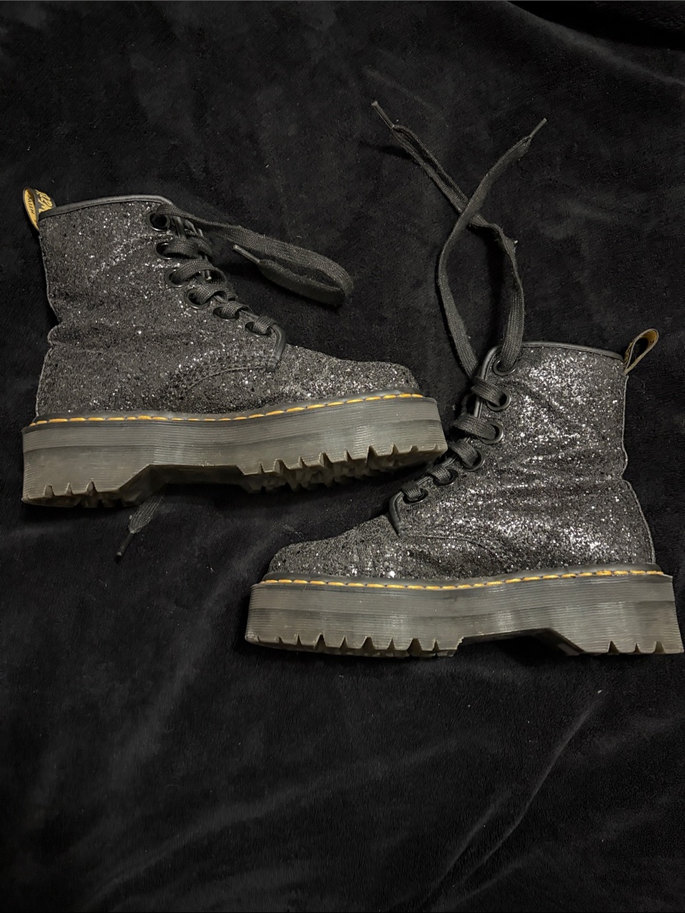 Women's Glitter Lace-Up Platform Dr. Marten